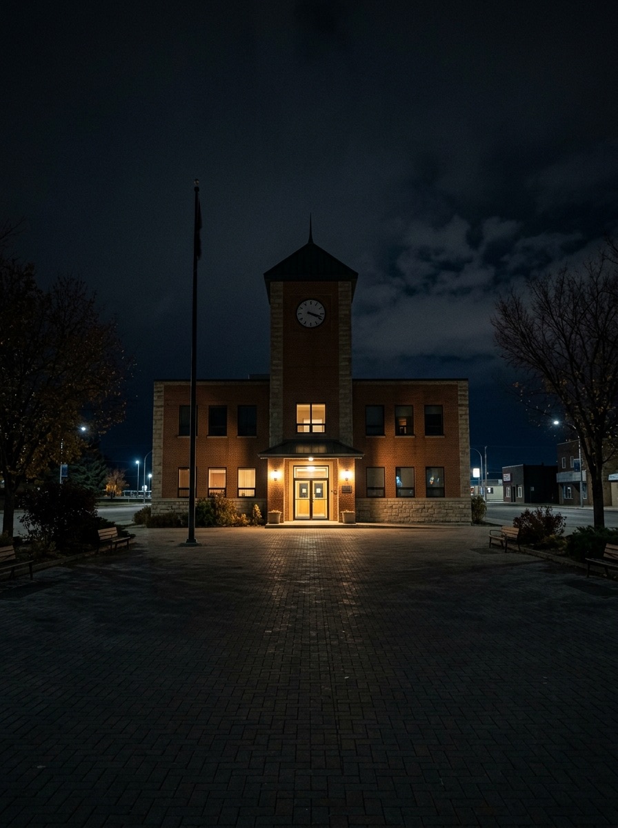 Civic building at night
