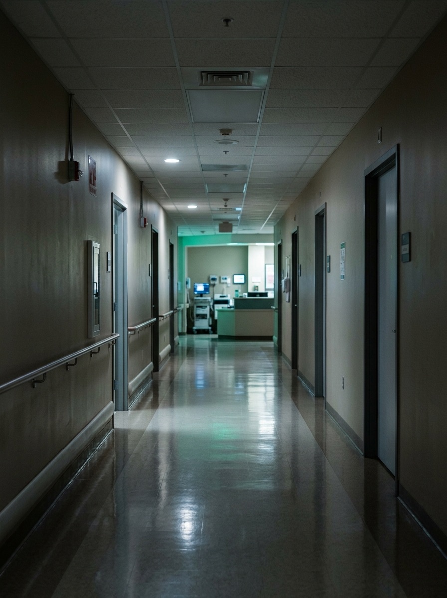 Hospital corridor at night